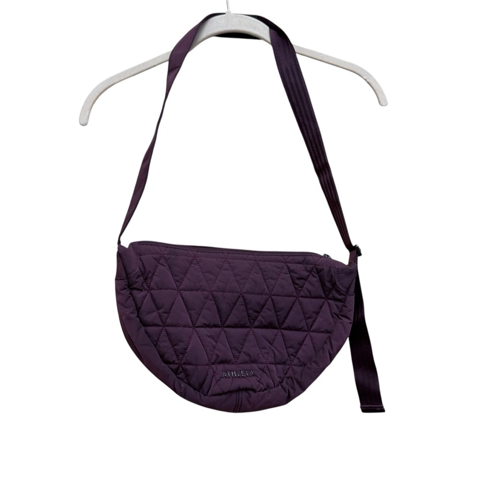 Athleta Deep Purple Quilted Crossbody Bag Like New - Picture 2 of 9